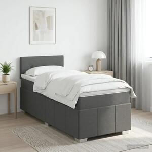 Boxspring krevet s madracem Tamnosiva 90 x 190 cm Tkanina - Tamnosiva jedna veličina Prošiveno gumbima