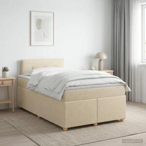 Boxspring krevet s madracem Krem 120 x 190 cm Tkanina - Krem 120 x 190 cm Prošiveno gumbima