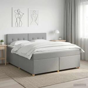 Boxspring krevet s madracem Svjetlosiva 140 x 190 cm Tkanina - Svjetlosiva 140 x 190 cm Prošiveno gumbima