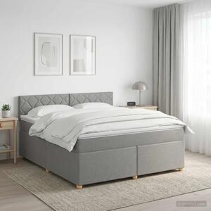 Boxspring krevet s madracem Svjetlosiva 140 x 190 cm Tkanina - Svjetlosiva 140 x 190 cm Dizajn s rombovima