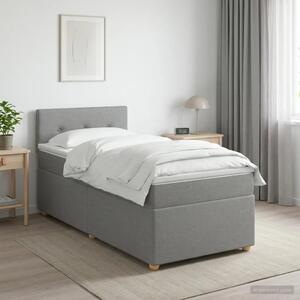 Boxspring krevet s madracem Svjetlosiva 90 x 200 cm Tkanina - Svjetlosiva 90 x 200 cm Prošiveno gumbima