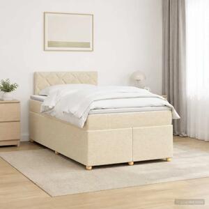Boxspring krevet s madracem Krem 120 x 190 cm Tkanina - Krem 120 x 190 cm Dizajn s rombovima