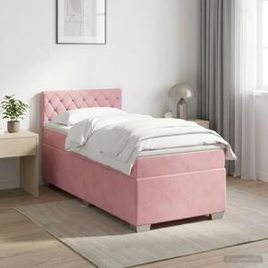 Boxspring krevet s madracem Ružičasta 90 x 200 cm Baršun - Ružičasta 90 x 200 cm Kristal s dugmadima