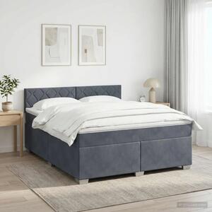 Boxspring krevet s madracem Tamnosiva 160 x 200 cm Baršun - Tamnosiva 160 x 200 cm Dizajn s rombovima