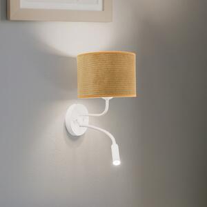 Duolla Zidna lampa Roller, Cord, bijela/senf žuta, svjetlo za čitanje, Žuta, spavaća soba, Tkanina / tekstil, Svjetlo za čitanje