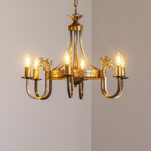 Jupiter Luster Castle, patinirano svjetlo, Ø 62 cm, metal, 6 žarulja., prigušiva, Bronca / stari mesing, Dnevni boravak/blagovaonica, Metal