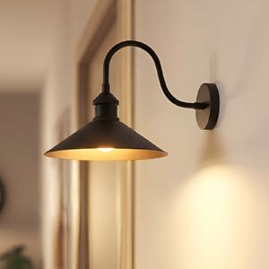 ROYALTECH Zidna lampa Christer, crna, širina 24 cm, metal, E27, prigušiva, Crno, Dnevni boravak/blagovaonica, Metal, Zidna utičnica ispod