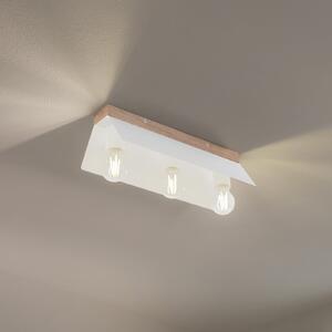 Lamkur Stropna lampa Esme, bijela, dužina 40 cm, metal/drvo, 3 svjetla, prigušiva, Bijela, Dnevni boravak/blagovaonica, Metal, Strop s više plamena