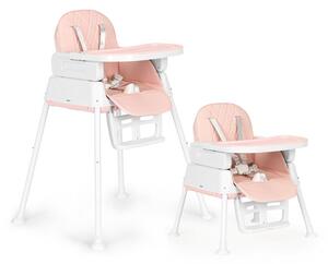 Dječja stolica za hranjenje 3u1 sklopiva ECOTOYS PINK