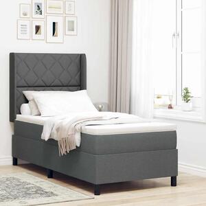 Box spring krevet Tamno siva 200 x 100 cm tkanina - Tamno siva 100 x 200 cm Dizajn s rombovima