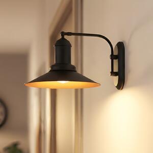 ROYALTECH Zidna lampa Lorato, crna, visina 25 cm, metal, E27, prigušiva, Crno, Dnevni boravak/blagovaonica, Metal, Zidna utičnica ispod