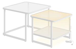 Set stolića za kavu od 2 komada s LED svjetlom - Bijela