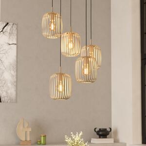 EGLO Viseća lampa Romazzina, boja pijeska, čelik, Ø 50 cm, 5 žarulja., prigušiva, Bež, Dnevni boravak/blagovaonica, Metal