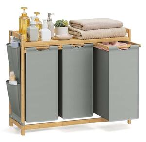 Košara za rublje 3 odjeljka 3 x 50 L 94 x 33 x 78 cm - Siva