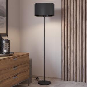 EGLO Maserlo podna lampa, crna, visina 151 cm, tkanina/čelik, Crno, Dnevni boravak/blagovaonica, Metal