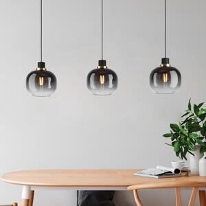 EGLO Viseća lampa Oilella, crno-siva, dužina 95 cm, staklo, 3 žarulje., prigušiva, Crno, Dnevni boravak/blagovaonica, Staklo
