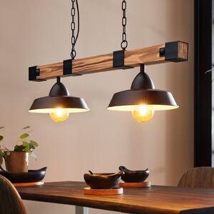 EGLO Viseća lampa Oldbury, crno/tamno drvo, dužina 86 cm, 2 žarulje., prigušiva, Drvo, Dnevni boravak/blagovaonica, Drvo