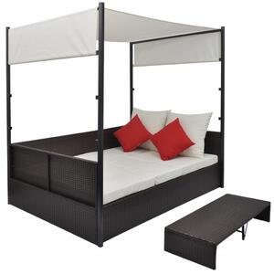 VidaXL Vrtni krevet s baldahinom smeđi 190 x 130 cm poliratan