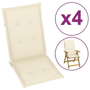 VidaXL Jastuci za vrtne stolice 4 kom krem 120 x 50 x 3 cm od tkanine