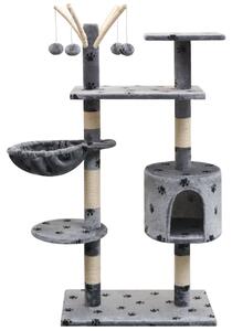 VidaXL Penjalica Grebalica za Mačke sa Stupovima od Sisala 125 cm Siva s Otiskom Šapa