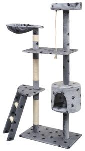VidaXL Penjalica Grebalica za Mačke sa Stupovima od Sisala 150 cm Siva s Otiskom Šapa