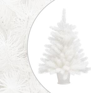 VidaXL Umjetno osvijetljeno božićno drvce s kuglicama bijelo 65 cm