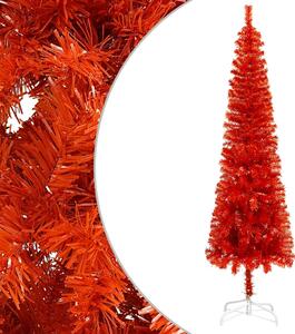 VidaXL Tanko božićno drvce s LED svjetlima i kuglicama crveno 180 cm