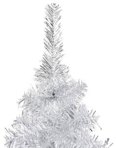 VidaXL Umjetno osvijetljeno božićno drvce i kuglice srebrno 120 cm PET