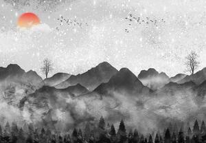 Foto tapeta - Planinski pejzaž, akvarel (147x102 cm)