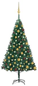 VidaXL Umjetno osvijetljeno božićno drvce s kuglicama zeleno 120cm PVC