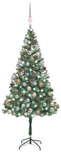 VidaXL Umjetno osvijetljeno božićno drvce s kuglicama i šiškama 180 cm