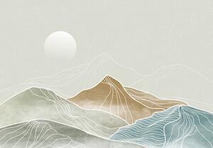 Foto tapeta - Planine s linijama, grafika (147x102 cm)