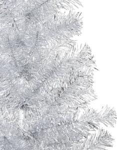 VidaXL Umjetno osvijetljeno božićno drvce i kuglice srebrno 210 cm PET
