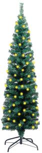 VidaXL Tanko umjetno osvijetljeno božićno drvce zeleno 150 cm PVC