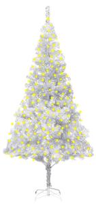 VidaXL Umjetno osvijetljeno božićno drvce sa stalkom srebrno 210cm PET