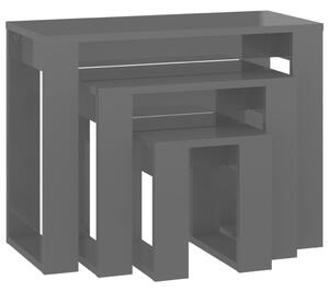 VidaXL Uklapajući stolići 3 kom sjajni sivi od konstruiranog drva