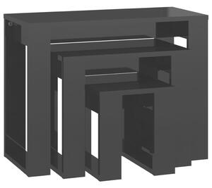 VidaXL Uklapajući stolići 3 kom sjajni crni od konstruiranog drva