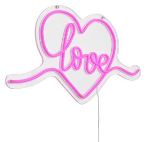Neonska zidna svjetiljka ružičasta uklj. LED - Love