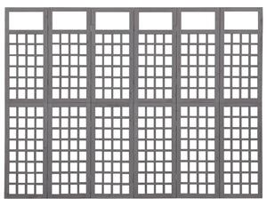 VidaXL Sobna pregrada / rešetka sa 6 panela jelovina 242,5x180 cm siva