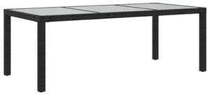 VidaXL Vrtni stol crni 190x90x75 cm od kaljenog stakla i poliratana