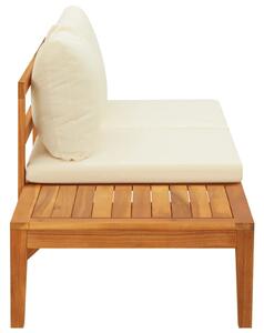 VidaXL Vrtna klupa sa stolićem i krem bijelim jastucima drvo bagrema