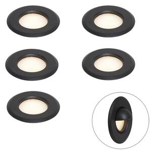12V sustav crni 10m s 5 ugradbenih reflektora uklj. LED IP44 - Voltaire Linsey