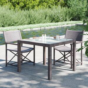 VidaXL Vrtni stol 90x90x75 cm od kaljenog stakla i poliratana smeđi