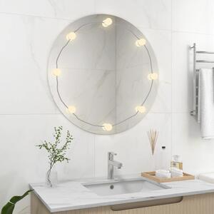 VidaXL Zidno ogledalo bez okvira s LED svjetlima okruglo stakleno