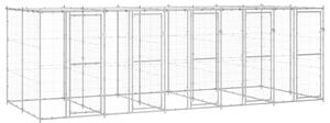 VidaXL Vanjski kavez za pse od pocinčanog čelika s krovom 12,1 m²