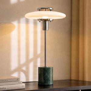 Lindby stolna lampa Branford, Retro, bijelo/zeleno opalno staklo/mramor, Bijela, Dnevni boravak/blagovaonica, Staklo