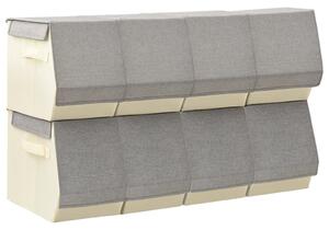 VidaXL 8-dijelni set kutija za pohranu s poklopcem tkanina sivi/krem