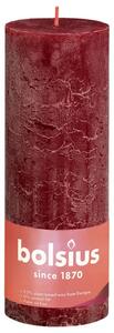 Bolsius rustične debele svijeće Shine 4 kom 190x68mm baršunasto crvene