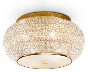 IDEAL LUX Ideal Lux Pasha stropna svjetiljka, zlatna/prozirna, Ø 40 cm, staklo, prigušiva, Zlato / mjed, Dnevni boravak/blagovaonica, Staklo