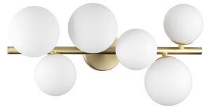 IDEAL LUX Stropna svjetiljka Ideal Lux Perlage, mesing/bijela, 49 cm, 6-svjetiljkasta, Bijela, Dnevni boravak/blagovaonica, Staklo, Metak